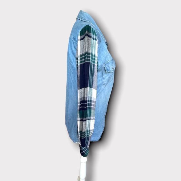 Rails | EUC Women's Jackson Contrast Sleeve Button Down Shirt Size Small - Picture 6 of 10